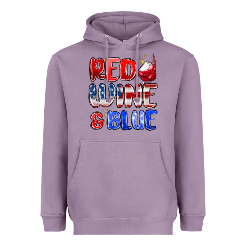 Red Wine And Blue Heavyweight Hoodie by MaliasSmallBusiness | Teevron