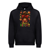 Black merry and bright christmas afro messy bun Urban Hoodie - texasbilliewilder