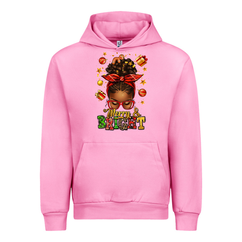 Merry And Bright Christmas Afro Messy Bun Urban Hoodie by texasbilliewilder | Teevron