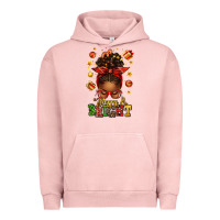 Pigment Salmon merry and bright christmas afro messy bun Urban Hoodie - texasbilliewilder