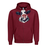 Burgundy holstein calf face Zipper Hoodie - LillyAllenDesigns