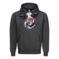 Charcoal Heather holstein calf face Zipper Hoodie - LillyAllenDesigns