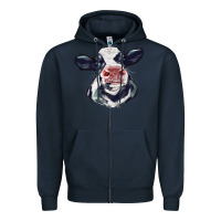 Navy holstein calf face Zipper Hoodie - LillyAllenDesigns