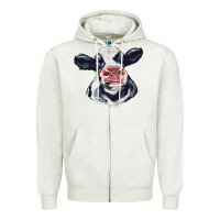 Oatmeal Heather holstein calf face Zipper Hoodie - LillyAllenDesigns
