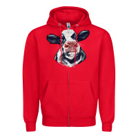 Red holstein calf face Zipper Hoodie - LillyAllenDesigns