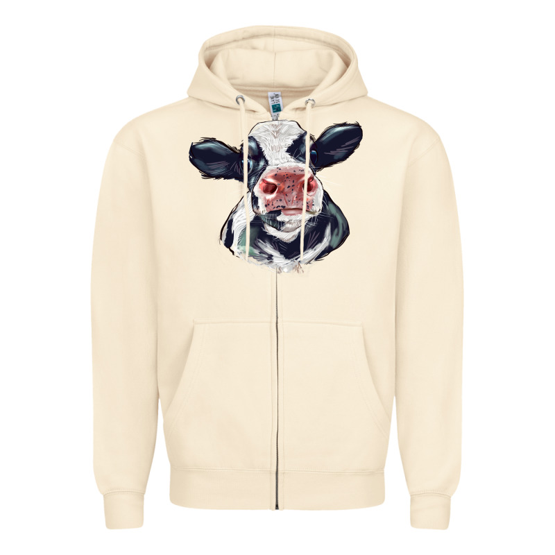 Holstein Calf Face Zipper Hoodie by LillyAllenDesigns | Teevron
