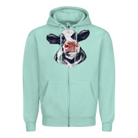Seafoam holstein calf face Zipper Hoodie - LillyAllenDesigns