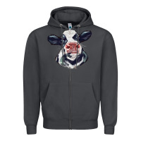 Smoke holstein calf face Zipper Hoodie - LillyAllenDesigns