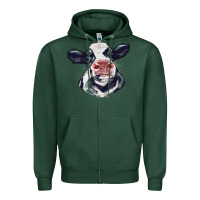 Sports Green holstein calf face Zipper Hoodie - LillyAllenDesigns