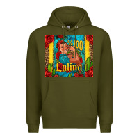 Army Green hundred percent latina strong woman Premium Hoodie - Jasminsmagicworld