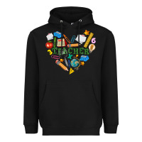 Black teacher heart Heavyweight Hoodie - NancyCooperArtShop