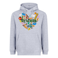Heather Grey teacher heart Heavyweight Hoodie - NancyCooperArtShop