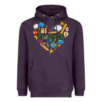 Plum teacher heart Heavyweight Hoodie - NancyCooperArtShop