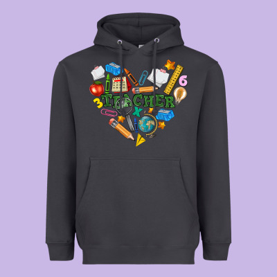 Teacher Heart Heavyweight Hoodie Designed By Nancycooperartshop