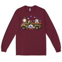Burgundy camouflage gnomes american flag star truck Long Sleeve Tee - Artiststas