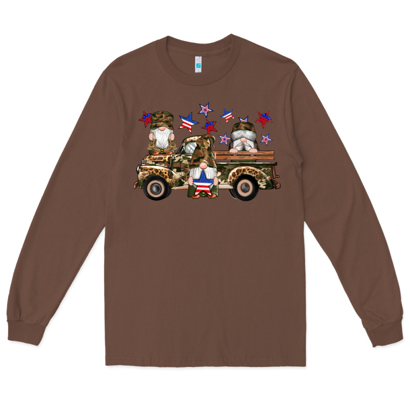 Camouflage Gnomes American Flag Star Truck Long Sleeve Tee by Artiststas | Teevron