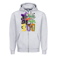 Heather Grey Meow i mean, boo Halloween Zipper Hoodie - NancyCooperArtShop
