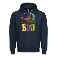 Navy Meow i mean, boo Halloween Zipper Hoodie - NancyCooperArtShop
