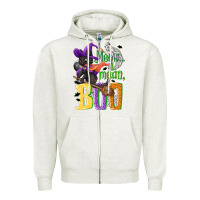 Oatmeal Heather Meow i mean, boo Halloween Zipper Hoodie - NancyCooperArtShop