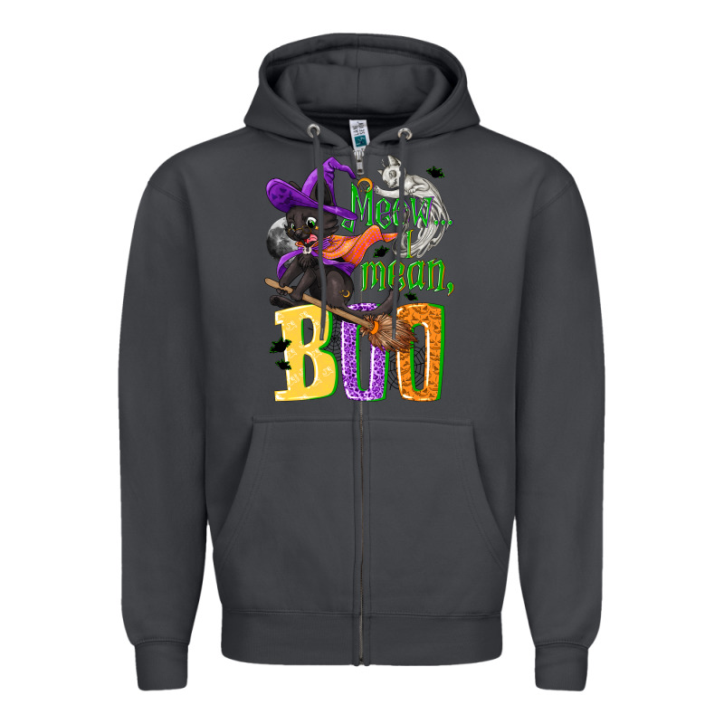 Meow I Mean, Boo Halloween Zipper Hoodie by NancyCooperArtShop | Teevron