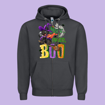 Meow I Mean, Boo Halloween Zipper Hoodie Designed By Nancycooperartshop