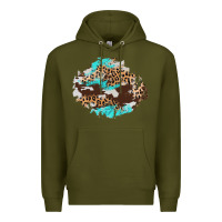 Army Green cowhide leopard turquoise patch Premium Hoodie - AdoDesignShop