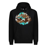 Black cowhide leopard turquoise patch Premium Hoodie - AdoDesignShop