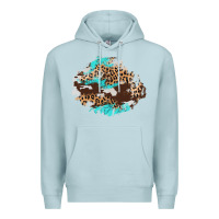 Blue Mist cowhide leopard turquoise patch Premium Hoodie - AdoDesignShop