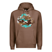 Chestnut cowhide leopard turquoise patch Premium Hoodie - AdoDesignShop