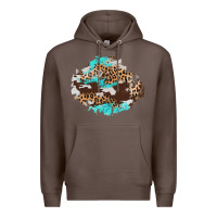 Coffee cowhide leopard turquoise patch Premium Hoodie - AdoDesignShop