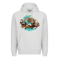 Dove Grey cowhide leopard turquoise patch Premium Hoodie - AdoDesignShop