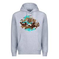 Heather Grey cowhide leopard turquoise patch Premium Hoodie - AdoDesignShop