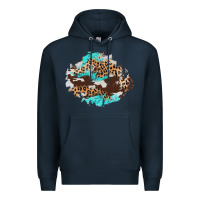 Navy cowhide leopard turquoise patch Premium Hoodie - AdoDesignShop