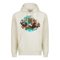 Oatmeal Heather cowhide leopard turquoise patch Premium Hoodie - AdoDesignShop
