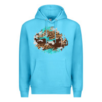 Ocean Blue cowhide leopard turquoise patch Premium Hoodie - AdoDesignShop