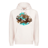 Pale Pink cowhide leopard turquoise patch Premium Hoodie - AdoDesignShop