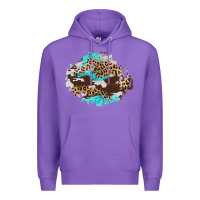 Purple cowhide leopard turquoise patch Premium Hoodie - AdoDesignShop