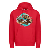Red cowhide leopard turquoise patch Premium Hoodie - AdoDesignShop