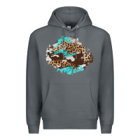 Rock cowhide leopard turquoise patch Premium Hoodie - AdoDesignShop