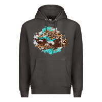 Smoke cowhide leopard turquoise patch Premium Hoodie - AdoDesignShop