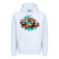 White cowhide leopard turquoise patch Premium Hoodie - AdoDesignShop
