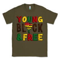 Army Green young black and free Classic Tee - Artiststas