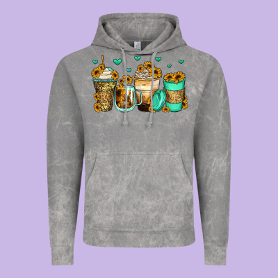 Sunflowers Coffee Cups Vintage Hoodie Designed By Zillion Design Studio