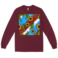 Burgundy western 4th of july seamless pattern Long Sleeve Tee - BundleAndBundleShop