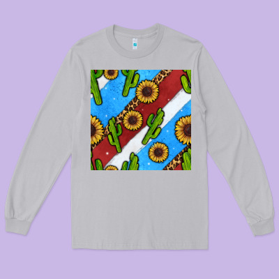 Western 4th Of July Seamless Pattern Long Sleeve Tee Designed By Bundleandbundleshop