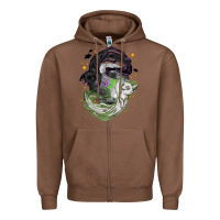 Chestnut Magical cats ghost with moon Halloween Zipper Hoodie - NancyCooperArtShop