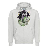 Dove Grey Magical cats ghost with moon Halloween Zipper Hoodie - NancyCooperArtShop