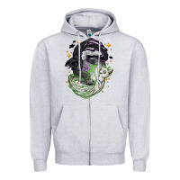 Heather Grey Magical cats ghost with moon Halloween Zipper Hoodie - NancyCooperArtShop