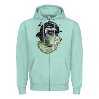 Magical Cats Ghost With Moon Halloween Zipper Hoodie | Teevron