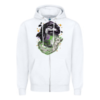 White Magical cats ghost with moon Halloween Zipper Hoodie - NancyCooperArtShop